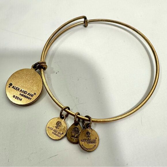 Alex & Ani Gold Fleur-de-Lis America Charm Bangle Bracelet One Size Casual - Picture 5 of 12
